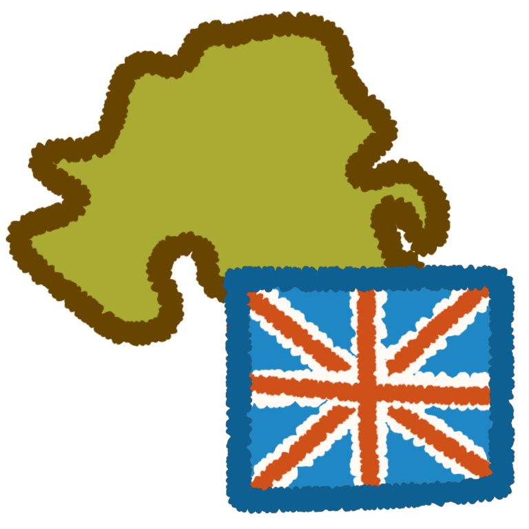 a green shape of the country of Northern Ireland, with the union jack flag